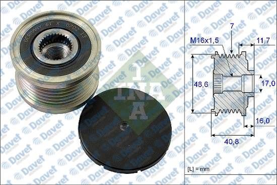 INA 535008010 Alternator Kasnagi Megan Ii Iii Laguna Ii Iii Trafic Vivaro Qash 1.9dci 2.0dci 05->